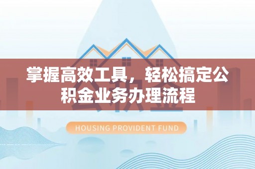 扎囊掌握高效工具，轻松搞定公积金业务办理流程