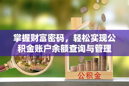 扎囊掌握财富密码，轻松实现公积金账户余额查询与管理