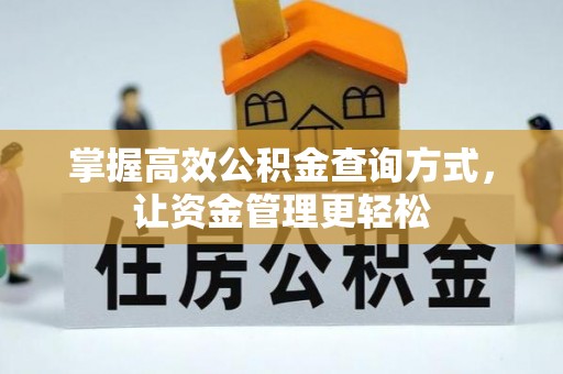 扎囊掌握高效公积金查询方式，让资金管理更轻松